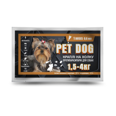 Краплі Pet Dog для собак вігою 1.5 - 4 кг 0.6 мл