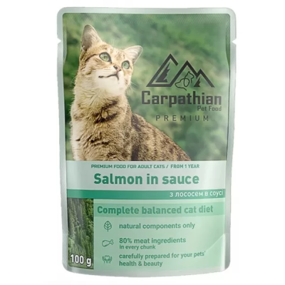 Carpathian pet food павуч для котів лосось в соусі