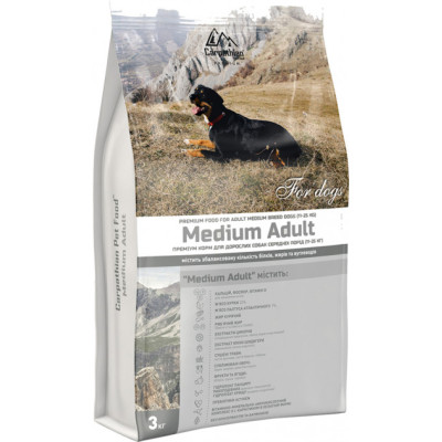 Сухий корм для дорослих собак середніх порід вагою 11-25 кг Carpathian Pet Food Medium Adult з куркою та палтусом атлантичним