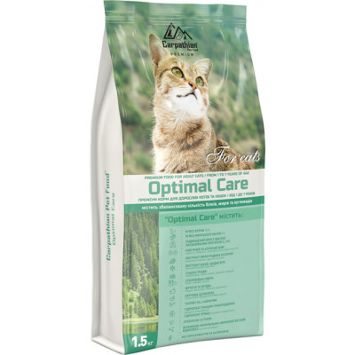 Сухий корм для дорослих кішок 1-7 років Carpathian Pet Food Optimal Care з куркою та морським окунем