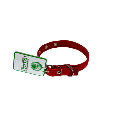 Нашийник брезентовий одинарний зі шкірою Lucky Pet Червоний
