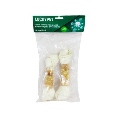 Lucky Pet Кістка Баварська вузлова №3 XL + м'ясо курки 14-16 см (розпродаж)