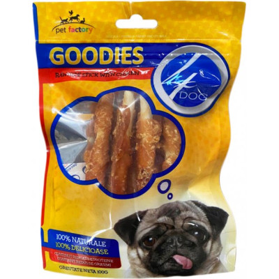 Ласощі для собак 4Dog роли із сирої шкіри з куркою