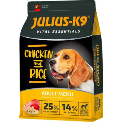 Сухий корм для дорослих собак JULIUS-К9 HighPremium ADULТ Vital Essentials Птиця та Рис