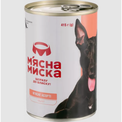 Паштет для дорослих собак М`ясна миска м`ясне асорті 