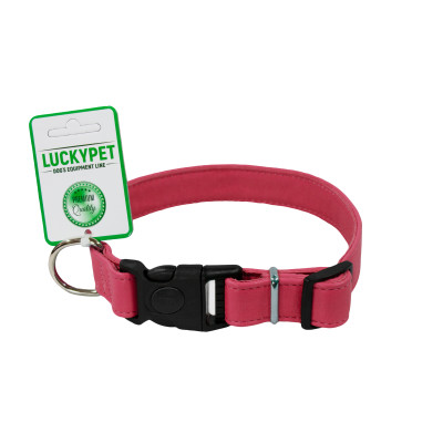 Нашийник шкіряний подвійний пластикова фурнітура Lucky Pet, рожевий