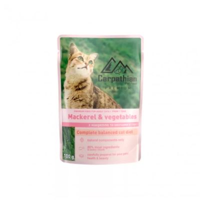Carpathian pet food павуч для котів Макрель з овочами в соусі