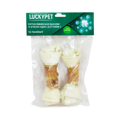 Lucky Pet Кістка Баварська вузлова №3 L + м'ясо курки, 14-16см (розпродаж)