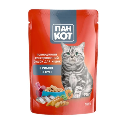 Вологий корм для котів Пан Кіт з рибою в соусі 100 г