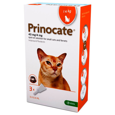 Краплі Prinocate від бліх і кліщів для гризунів і котів до 4 кг