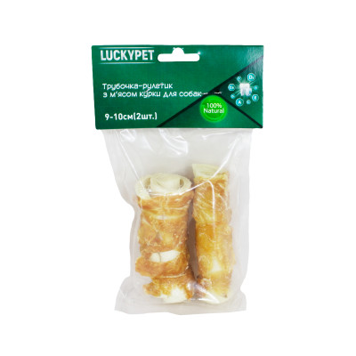 Lucky Pet Трубочка рулетик №4 + м'ясо курки,9-10см (розпродаж)
