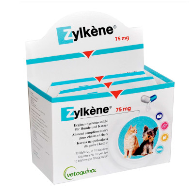 Vetoquinol Zylkene (Зілкене) Антистресові капсули для собак та котів 10 таб.